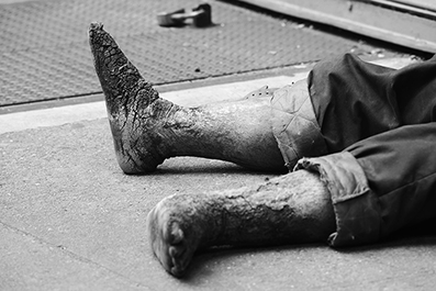 Homeless Man's Feet: Homeless : New York : : New York :  Photos : Richard Moore : Photographer